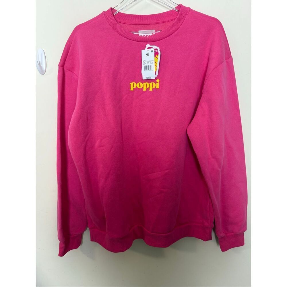 NWT Poppi Pink Graphic Sweatshirt XL Trendy Cozy Casual Statement NWT